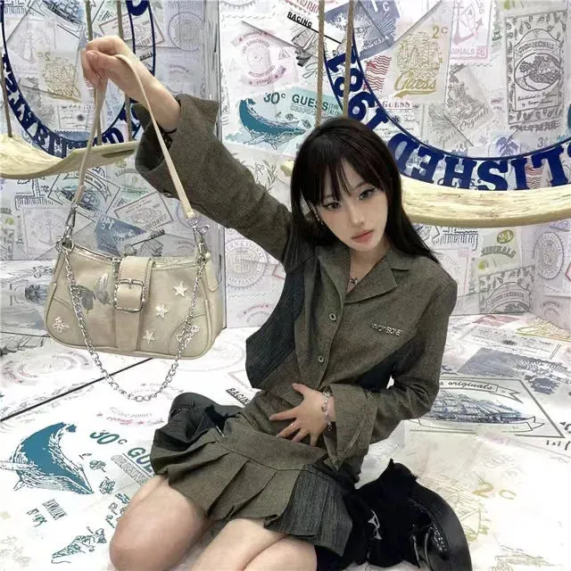 UAKISS  -  Sweet Underarm Bag Star Y2K Spicy Girl One Shoulder Handheld Crossbody Fashion Chain Top-handle Bag