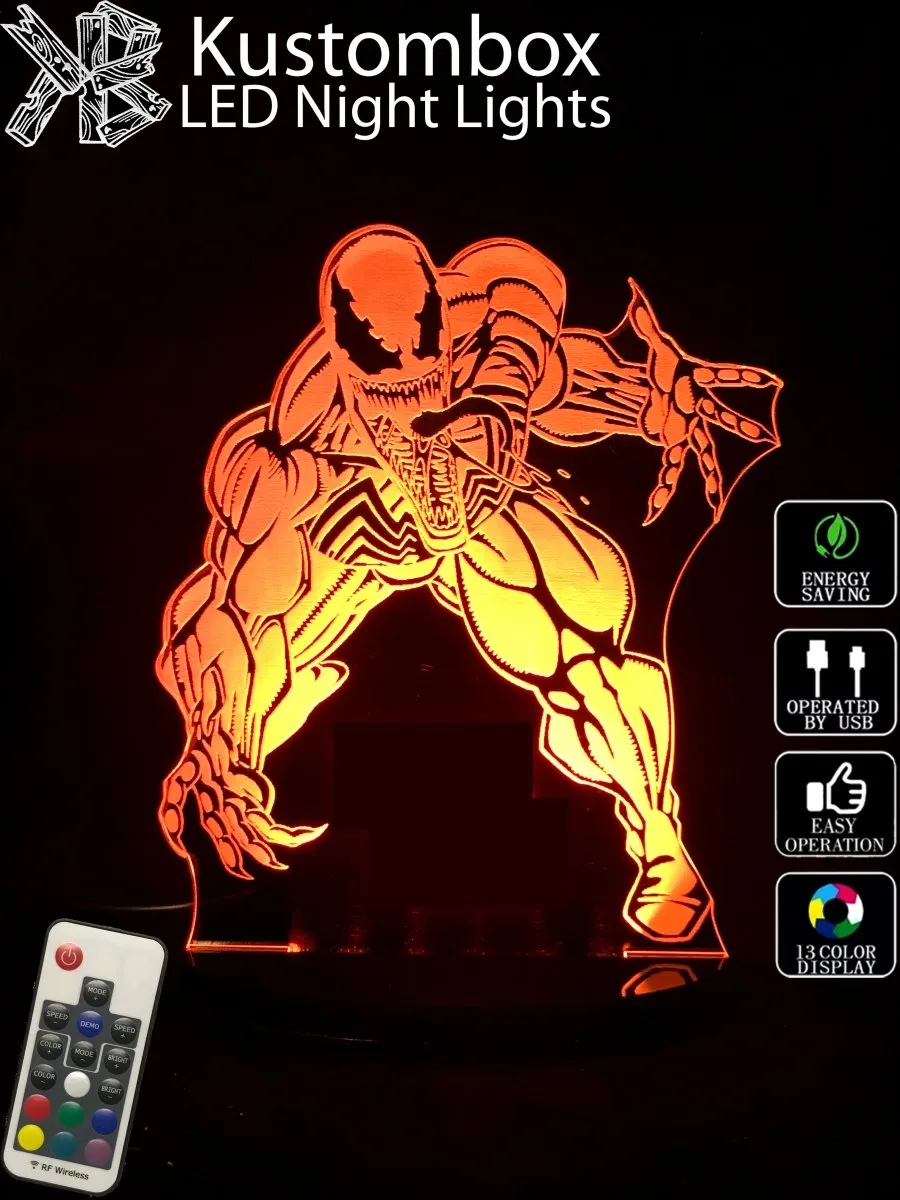 Venom Personalised Name 3D LED Night Light Lamp