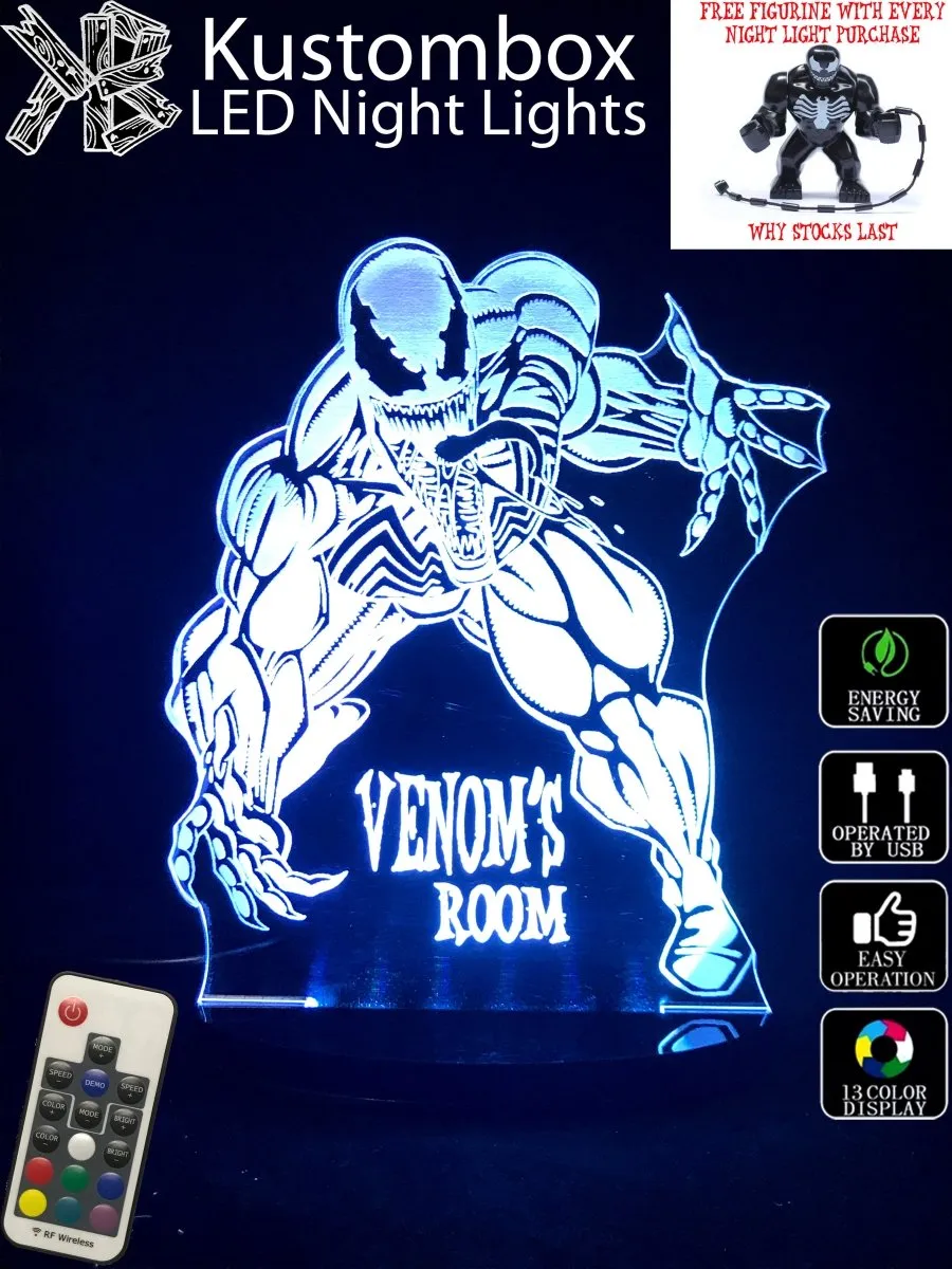 Venom Personalised Name 3D LED Night Light Lamp