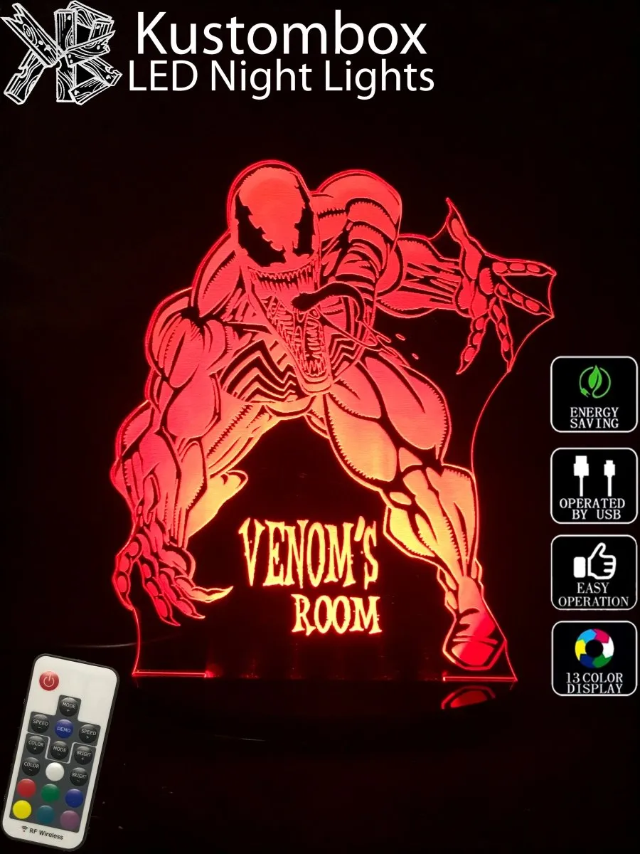 Venom Personalised Name 3D LED Night Light Lamp