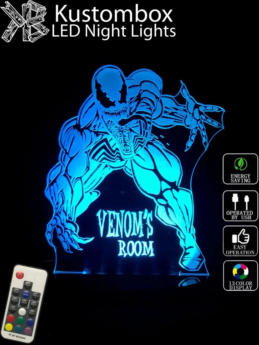 Venom Personalised Name 3D LED Night Light Lamp