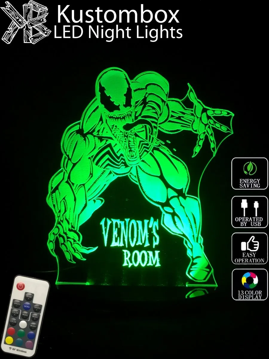 Venom Personalised Name 3D LED Night Light Lamp
