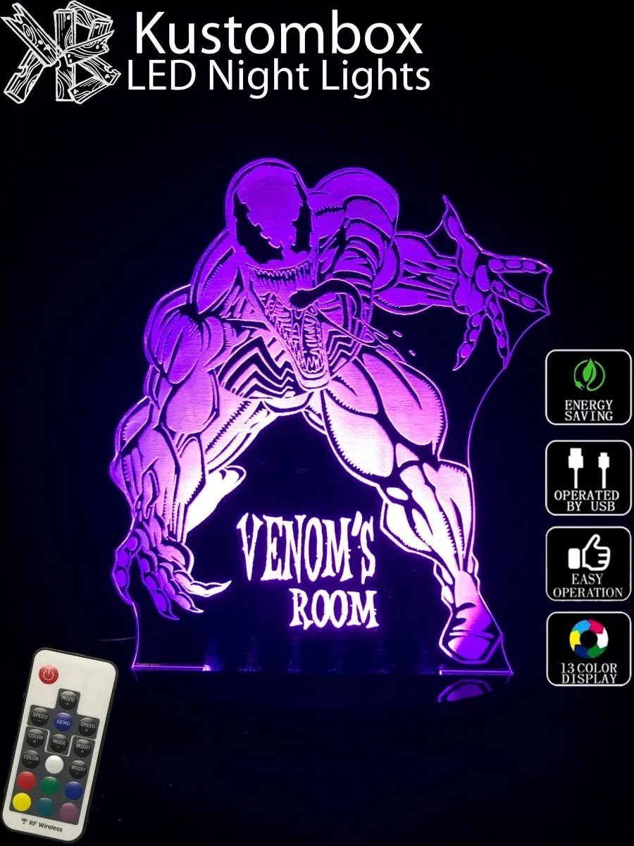Venom Personalised Name 3D LED Night Light Lamp