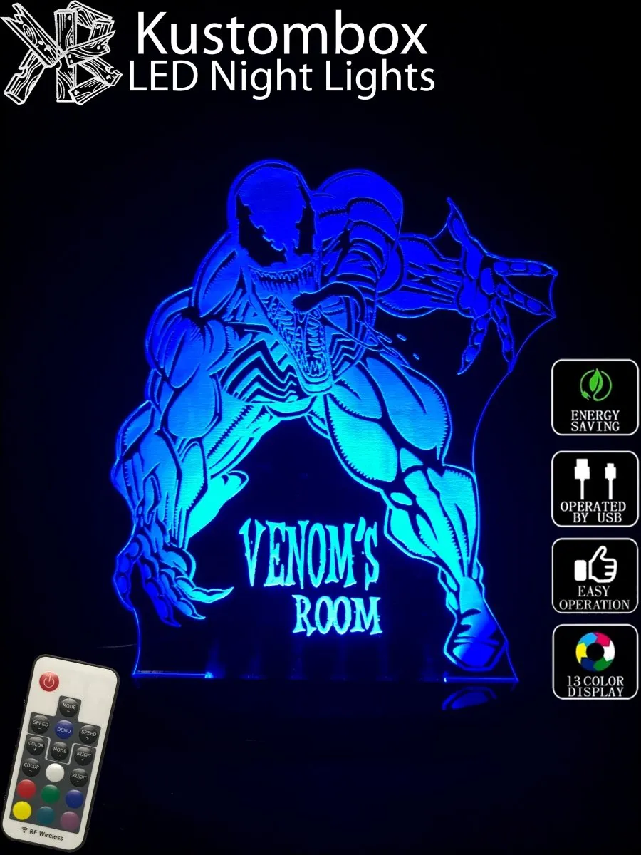Venom Personalised Name 3D LED Night Light Lamp