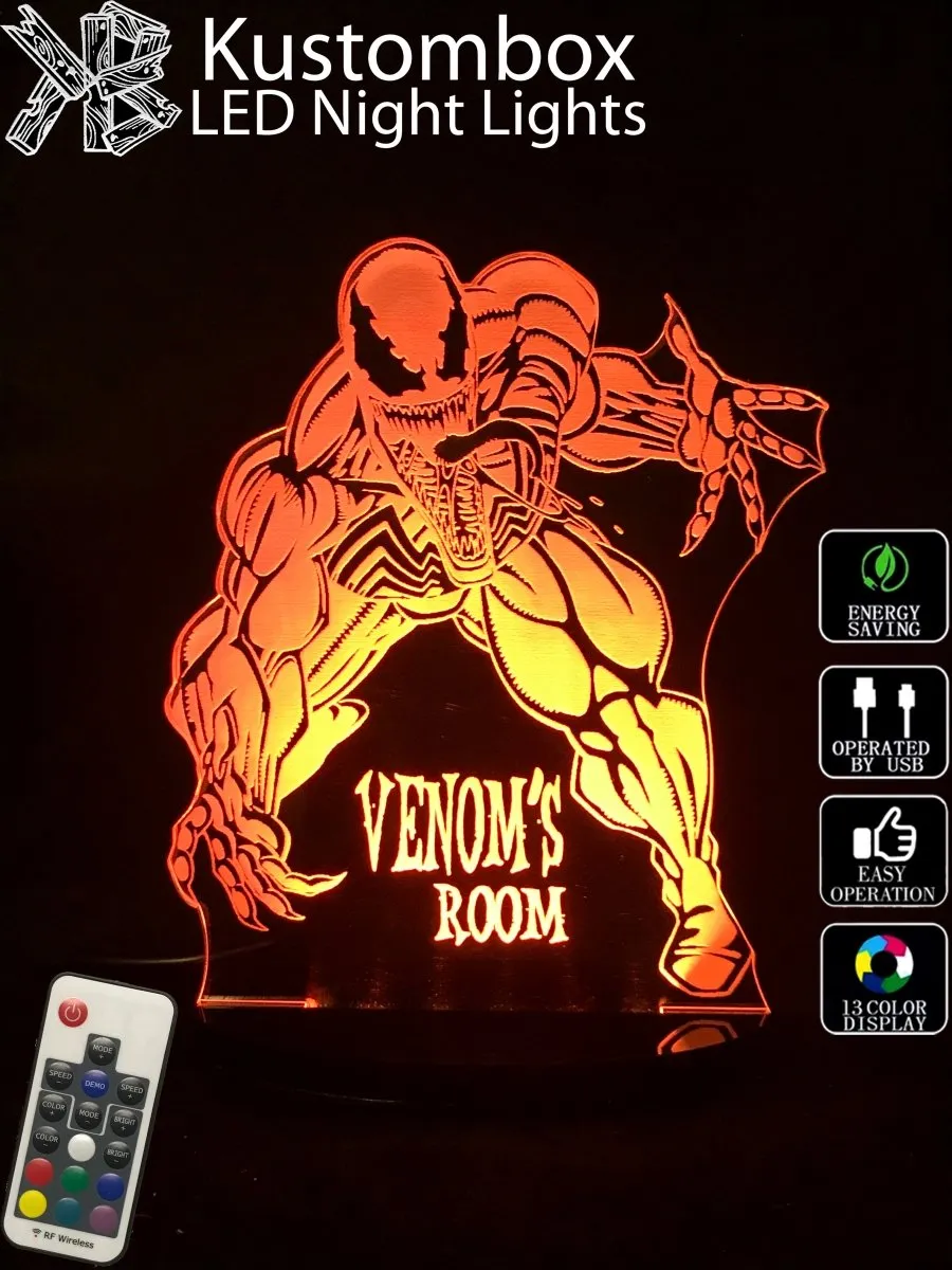 Venom Personalised Name 3D LED Night Light Lamp