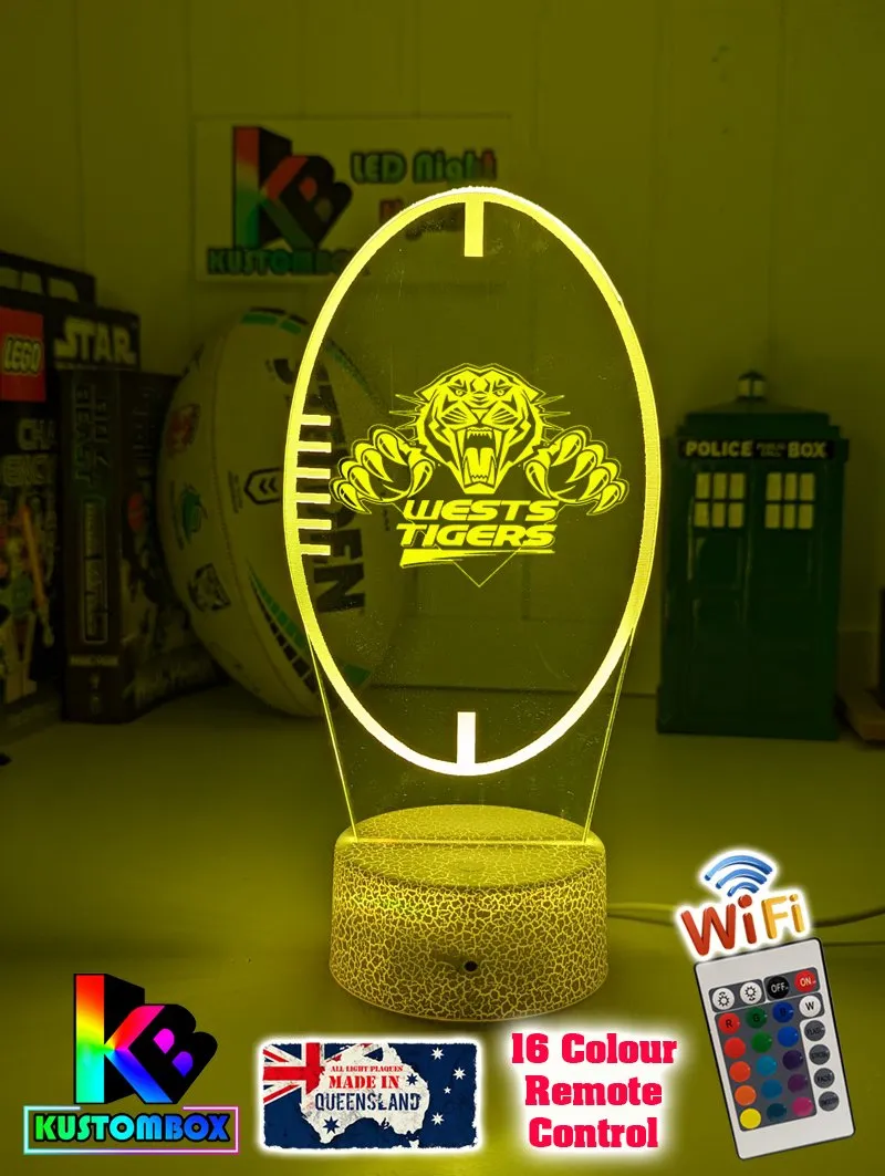 West Tigers Rugby League Club 3D LED Night Light
