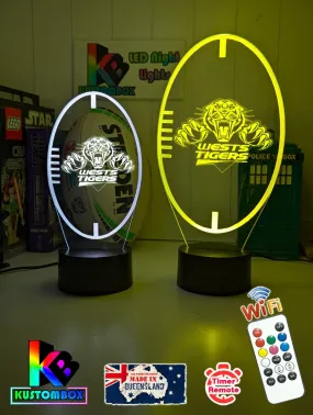 West Tigers Rugby League Club 3D LED Night Light