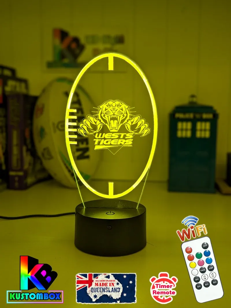 West Tigers Rugby League Club 3D LED Night Light
