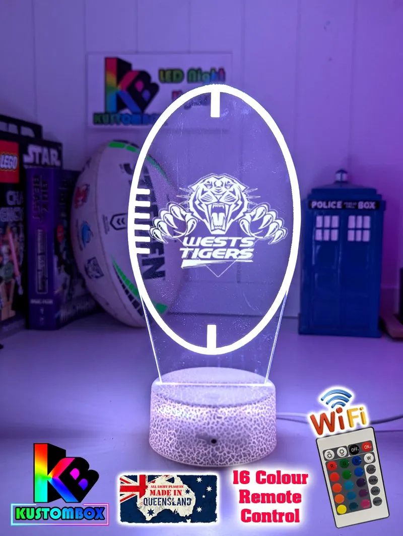 West Tigers Rugby League Club 3D LED Night Light