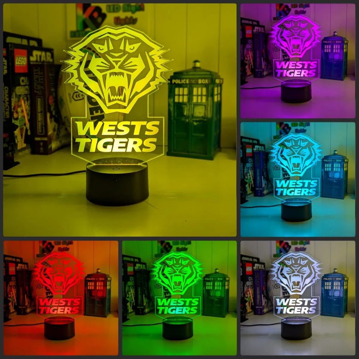 WEST TIGERS Rugby League Football Club 3d LED Night Light Lamp