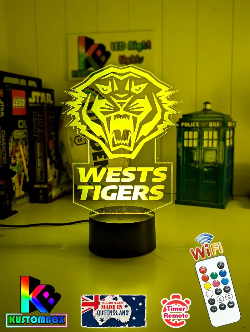 WEST TIGERS Rugby League Football Club 3d LED Night Light Lamp