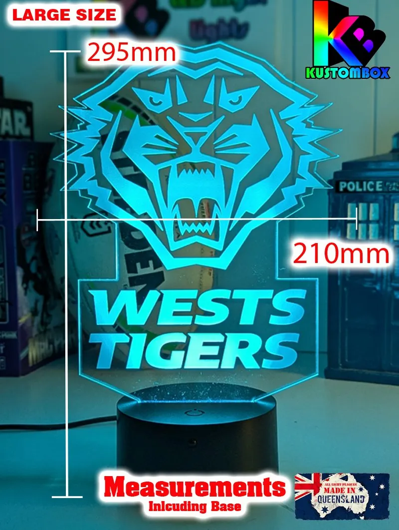 WEST TIGERS Rugby League Football Club 3d LED Night Light Lamp