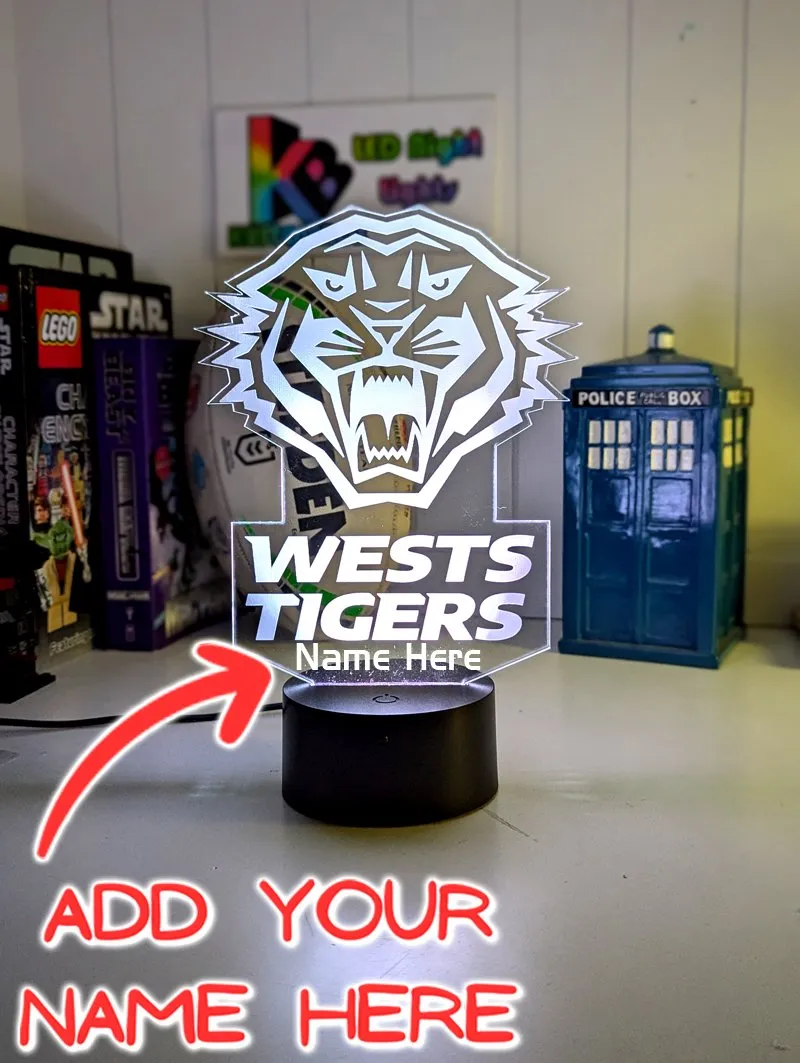 WEST TIGERS Rugby League Football Club 3d LED Night Light Lamp